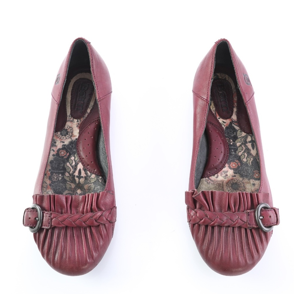 Born Maroon Leather Ballet Flats Slip On Shoes
